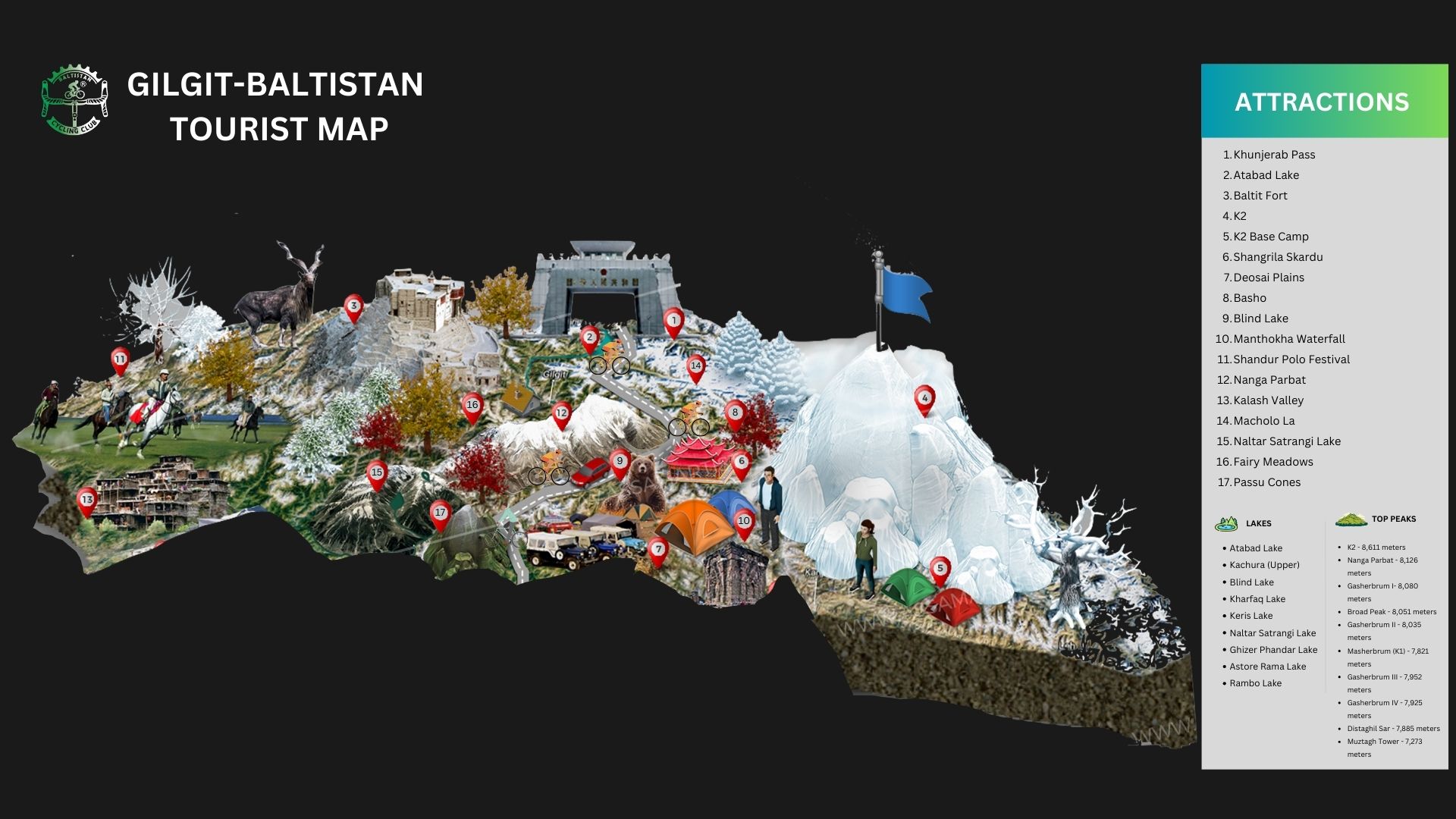Map of the Gilgit-Baltistan cycling region
